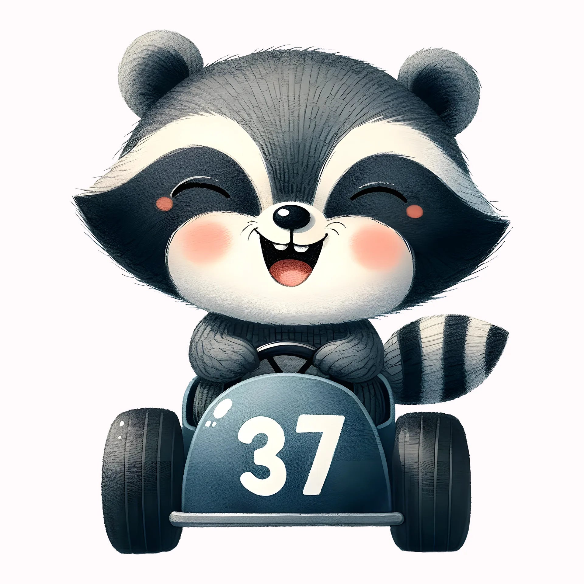 Permanent Sticker Rennfahrer Waschbär