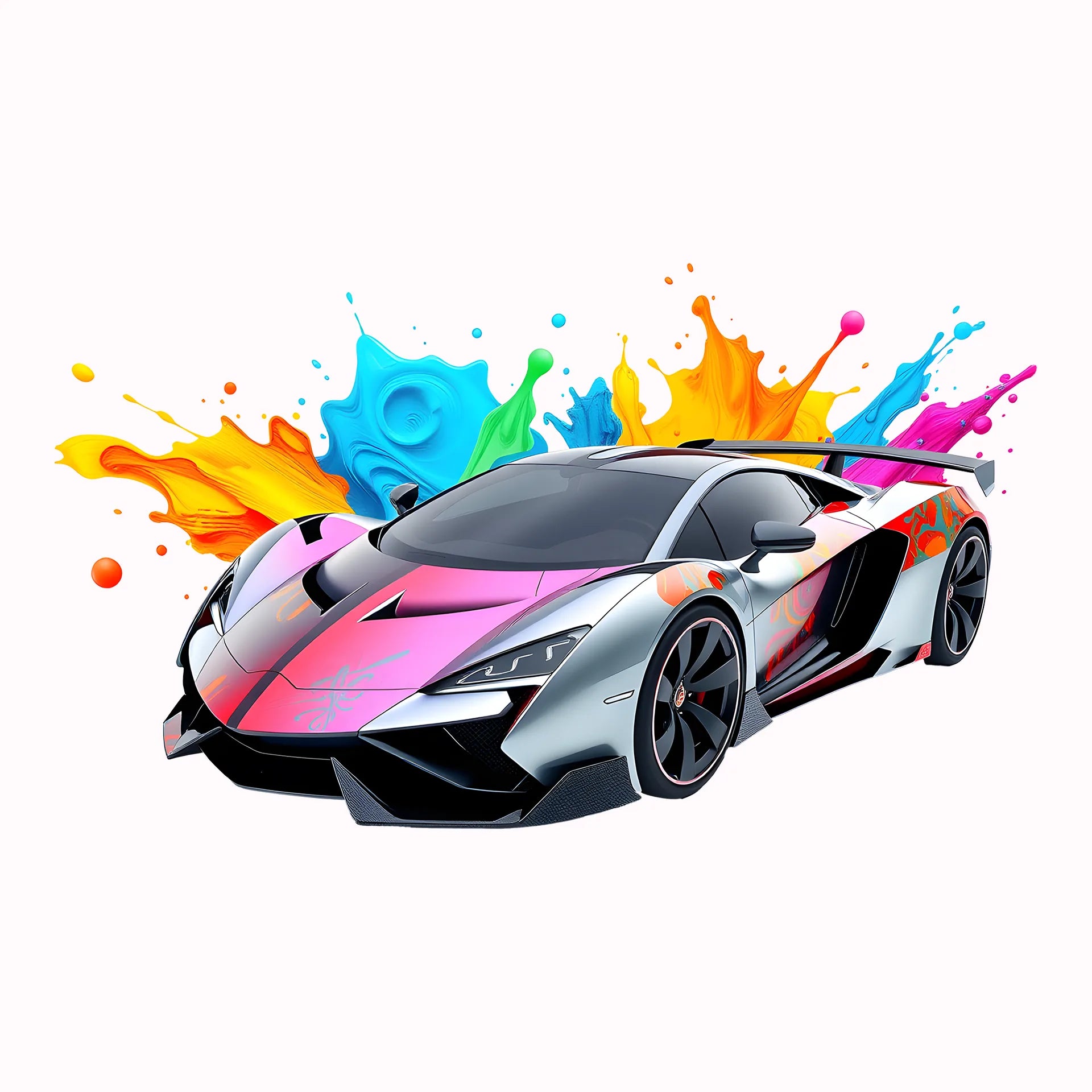 Permanent Sticker Rennwagen Color Splash