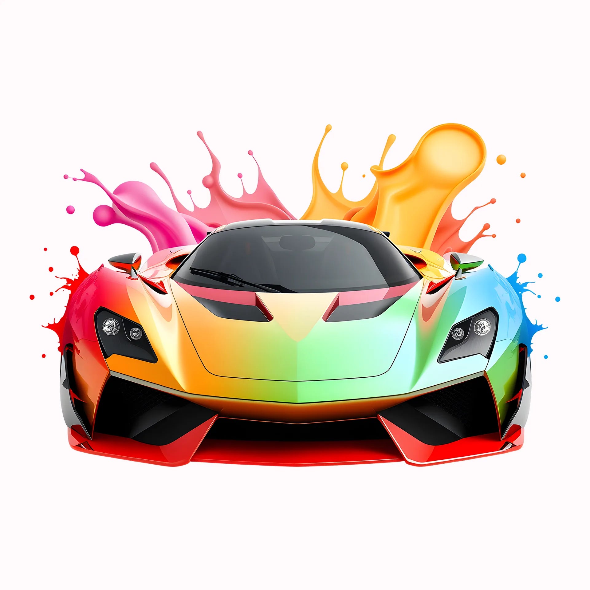 Permanent Sticker Rennwagen Front Color Splash