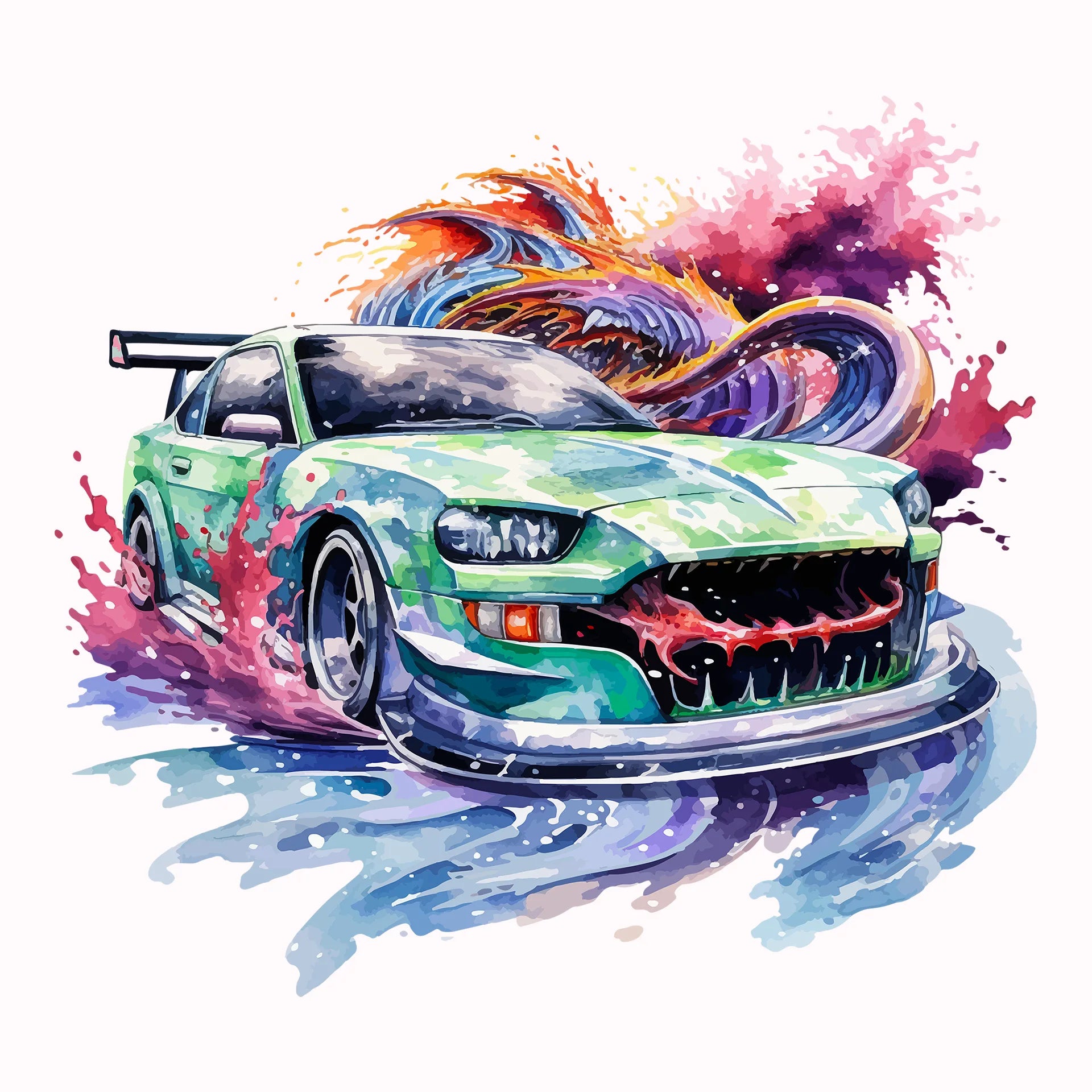 Permanent Sticker Rennwagen Green Snake