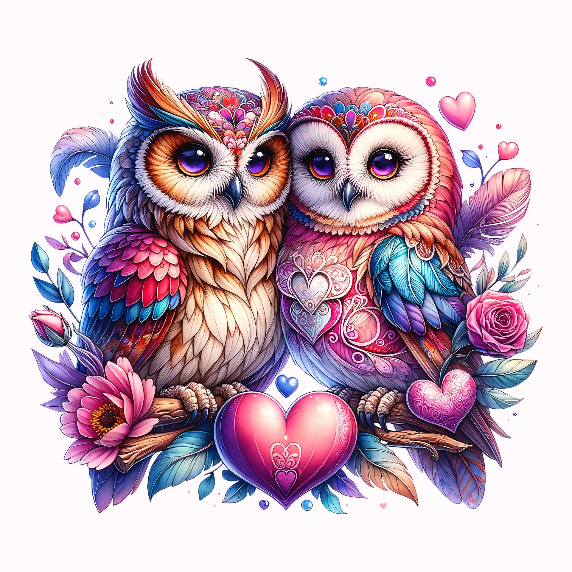 Permanent Sticker Romantische Eulen
