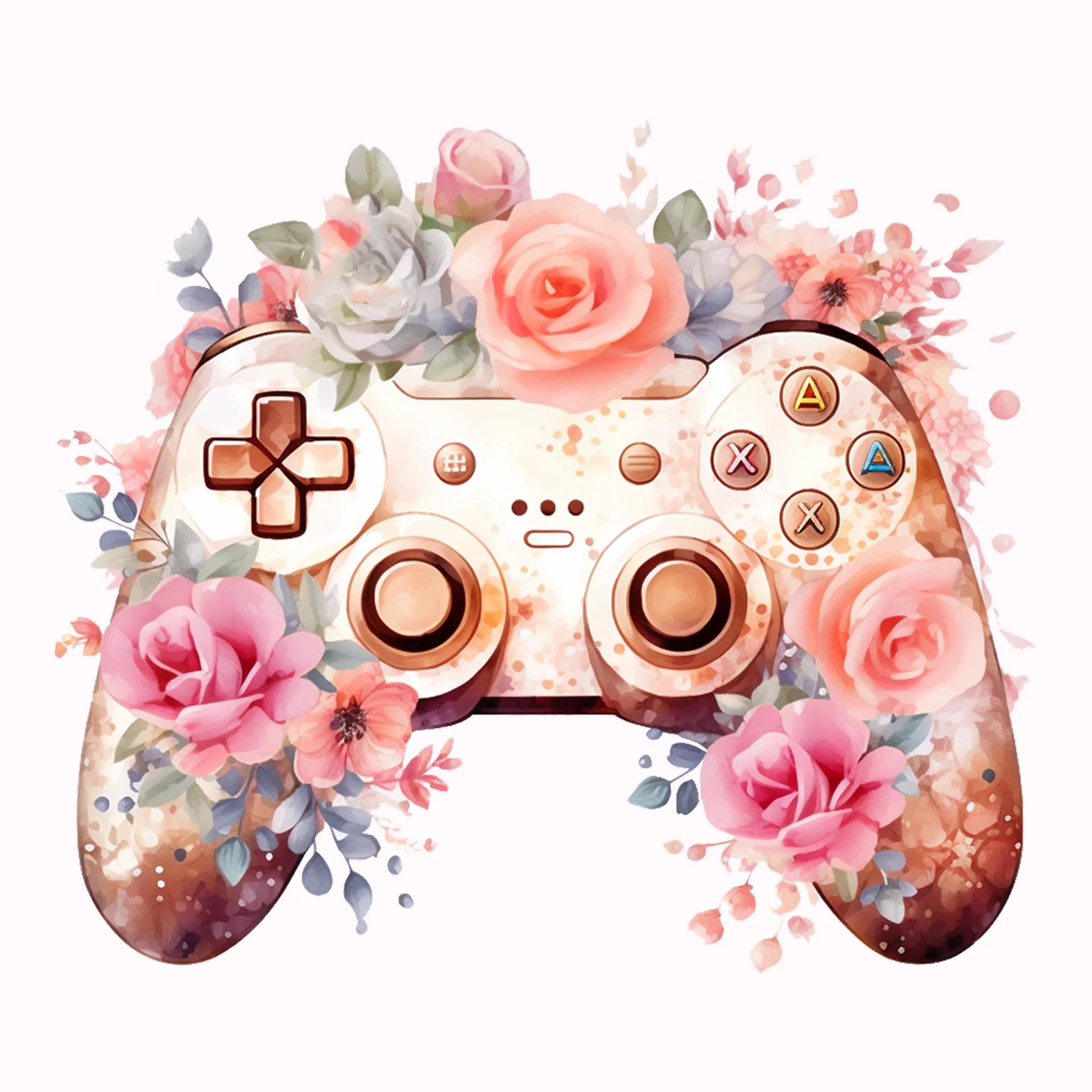 Permanent Sticker Rosa Blumen Controller