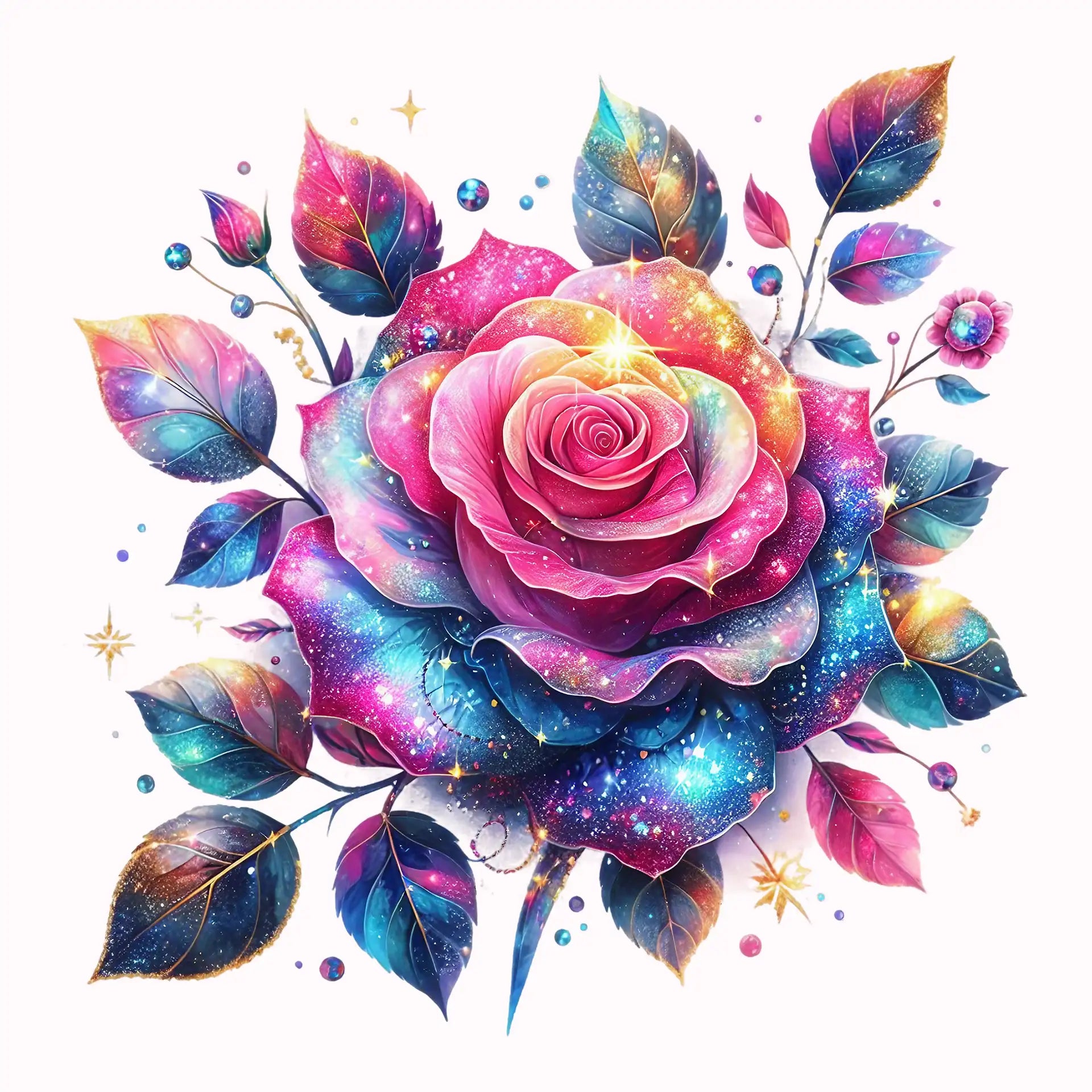Permanent Sticker Rose Rainbow Galaxy