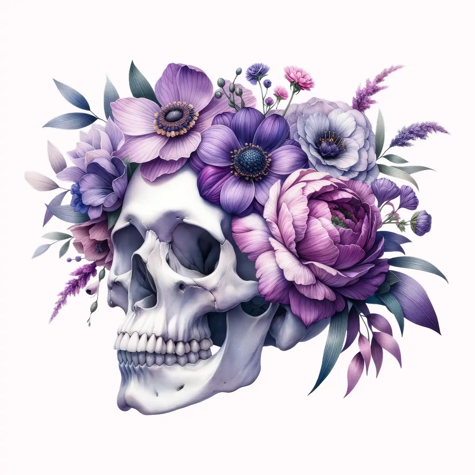 Permanent Sticker Schädel Lilac Skull