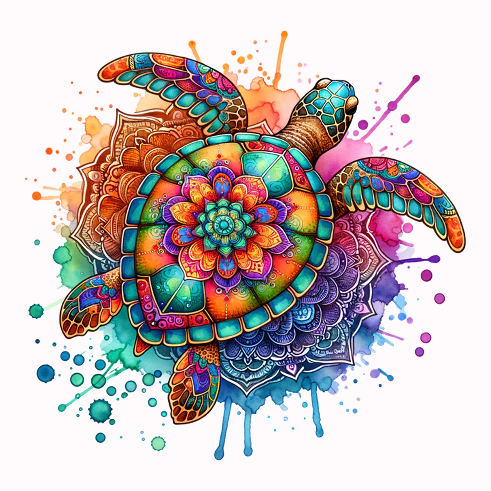 Permanent Sticker Schildkröte traumhaftes Mandala