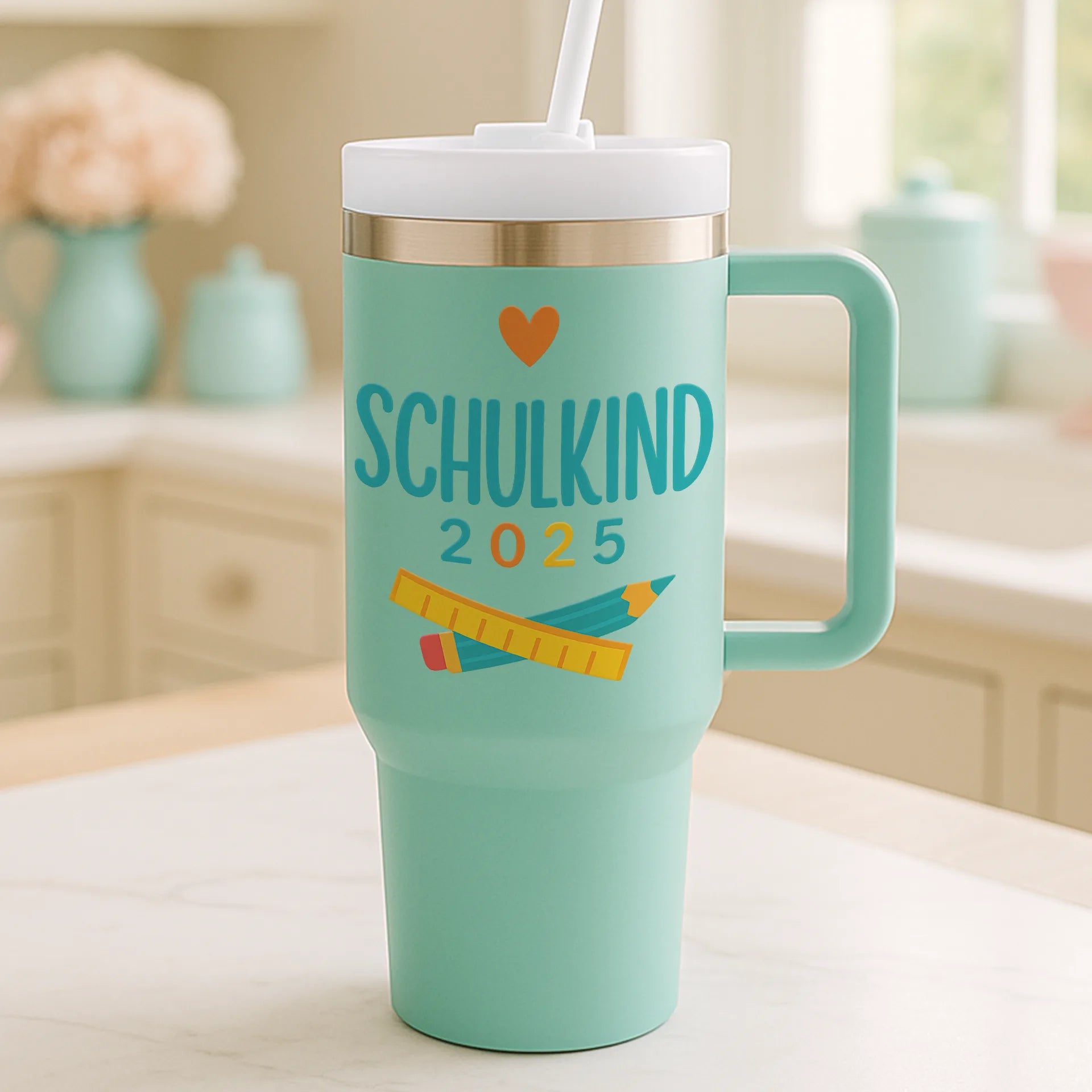 Permanent Sticker Schulkind 2025 Stift und Lineal