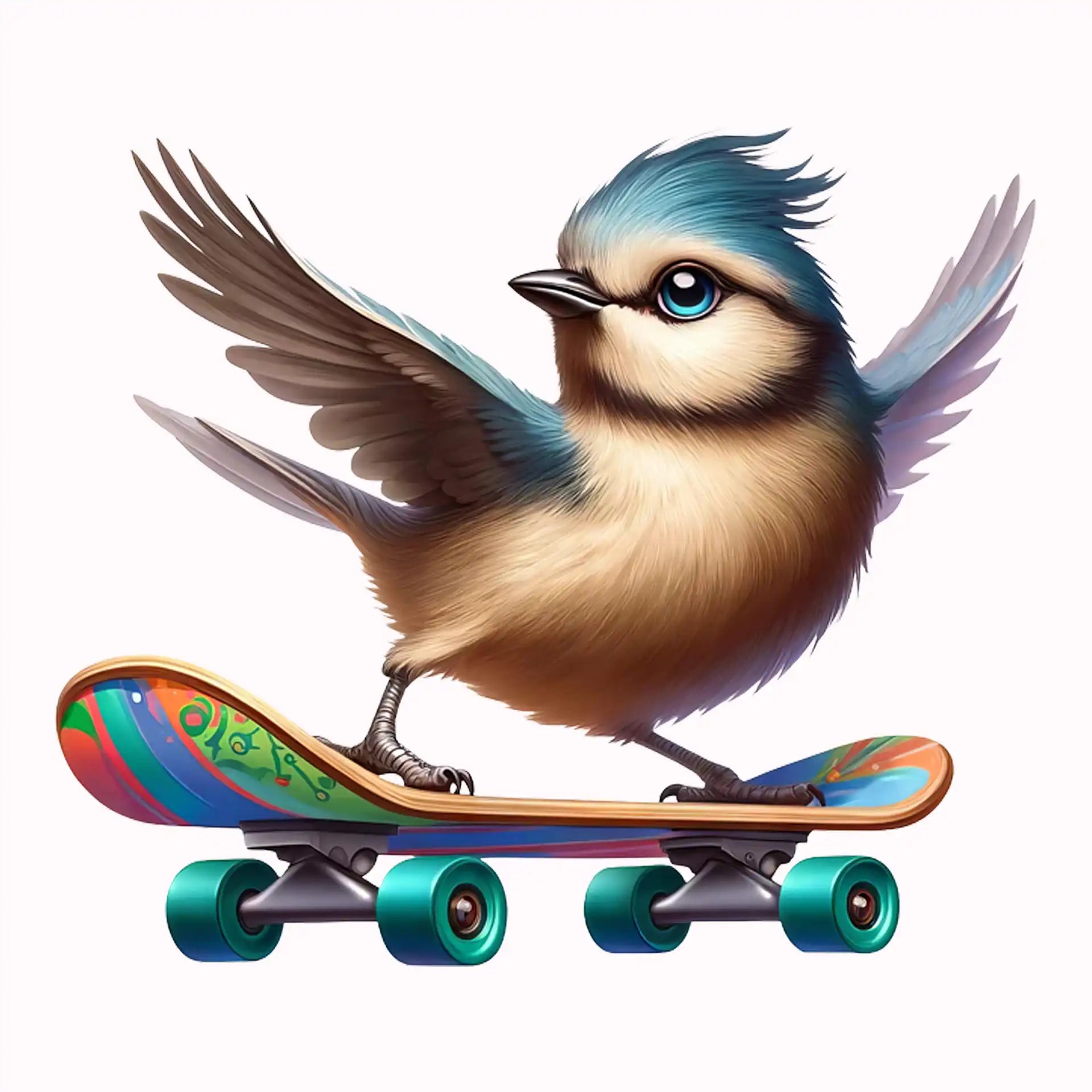 Permanent Sticker Skateboard Piepmatz
