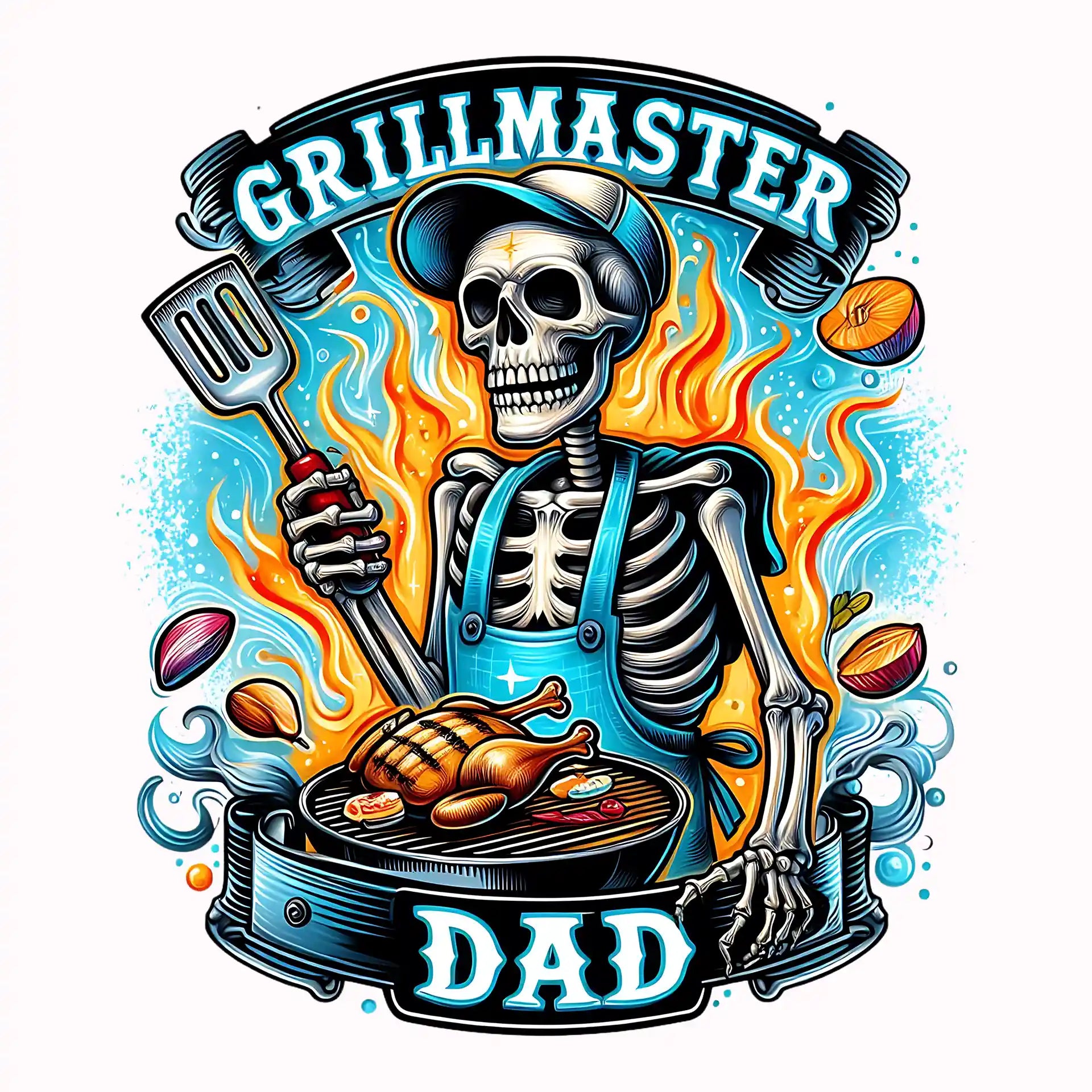 Permanent Sticker Skelett Grillmaster Dad