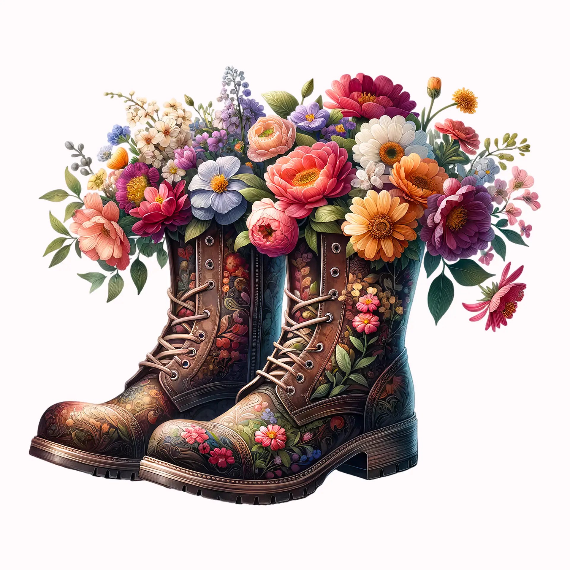 Permanent Sticker Stiefel Blütenstrauß