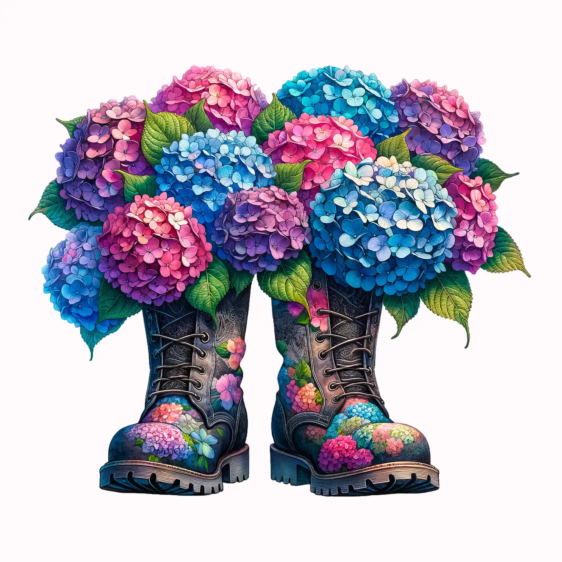 Permanent Sticker Stiefel Hortensien