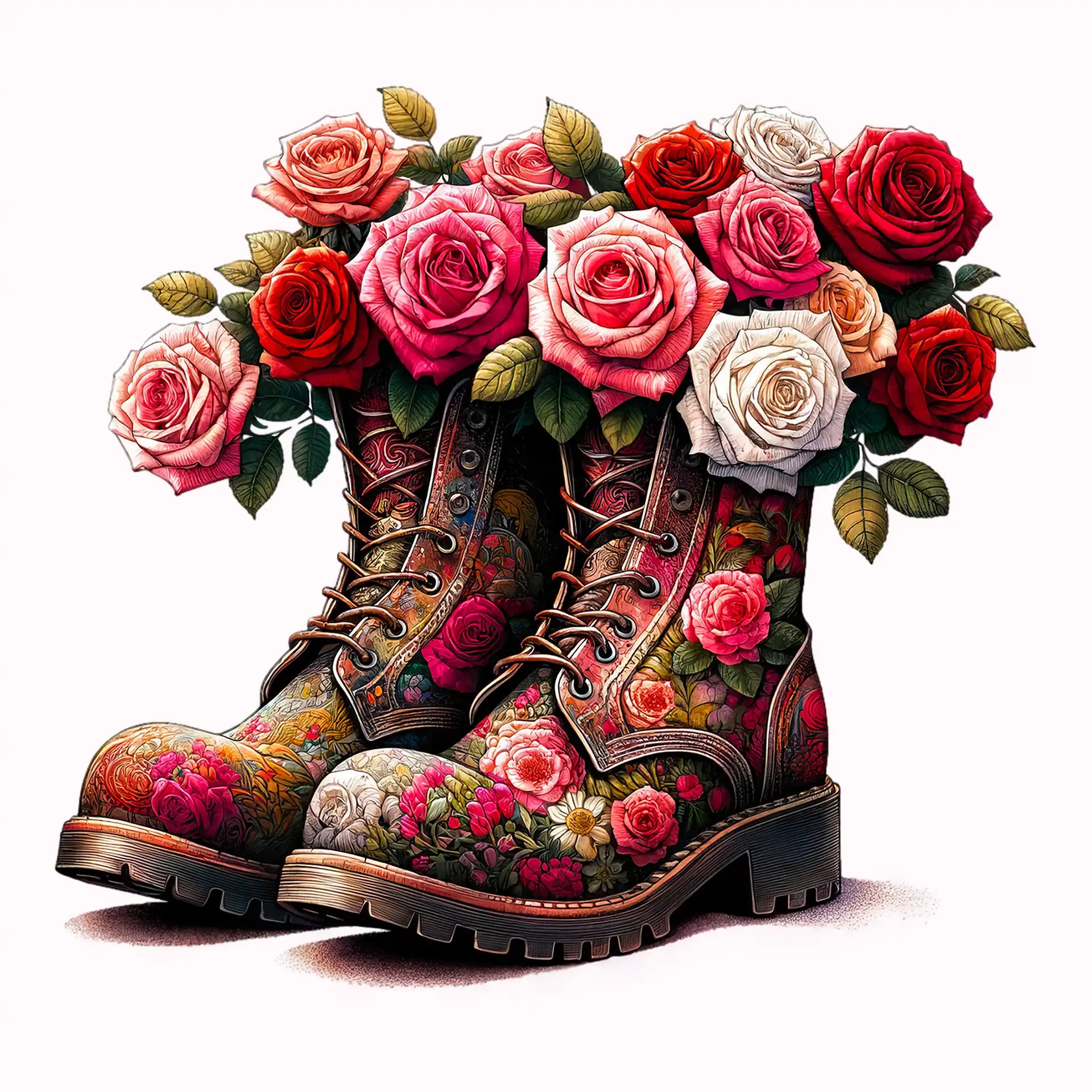 Permanent Sticker Stiefel Rosen