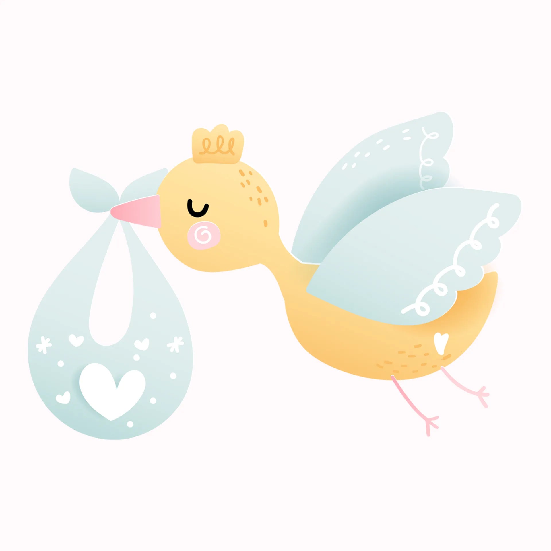 Permanent Sticker Storch Blau