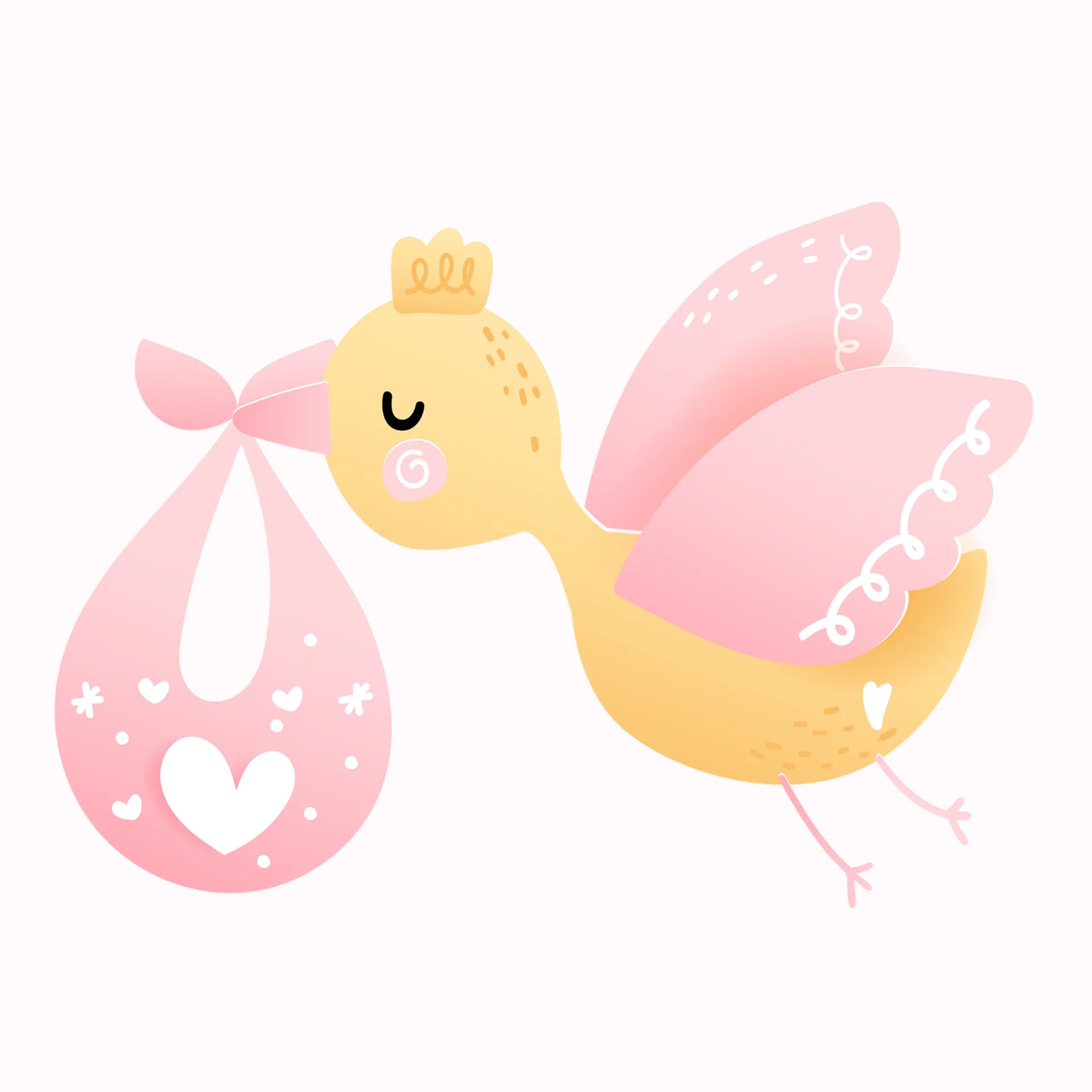 Permanent Sticker Storch Rosa