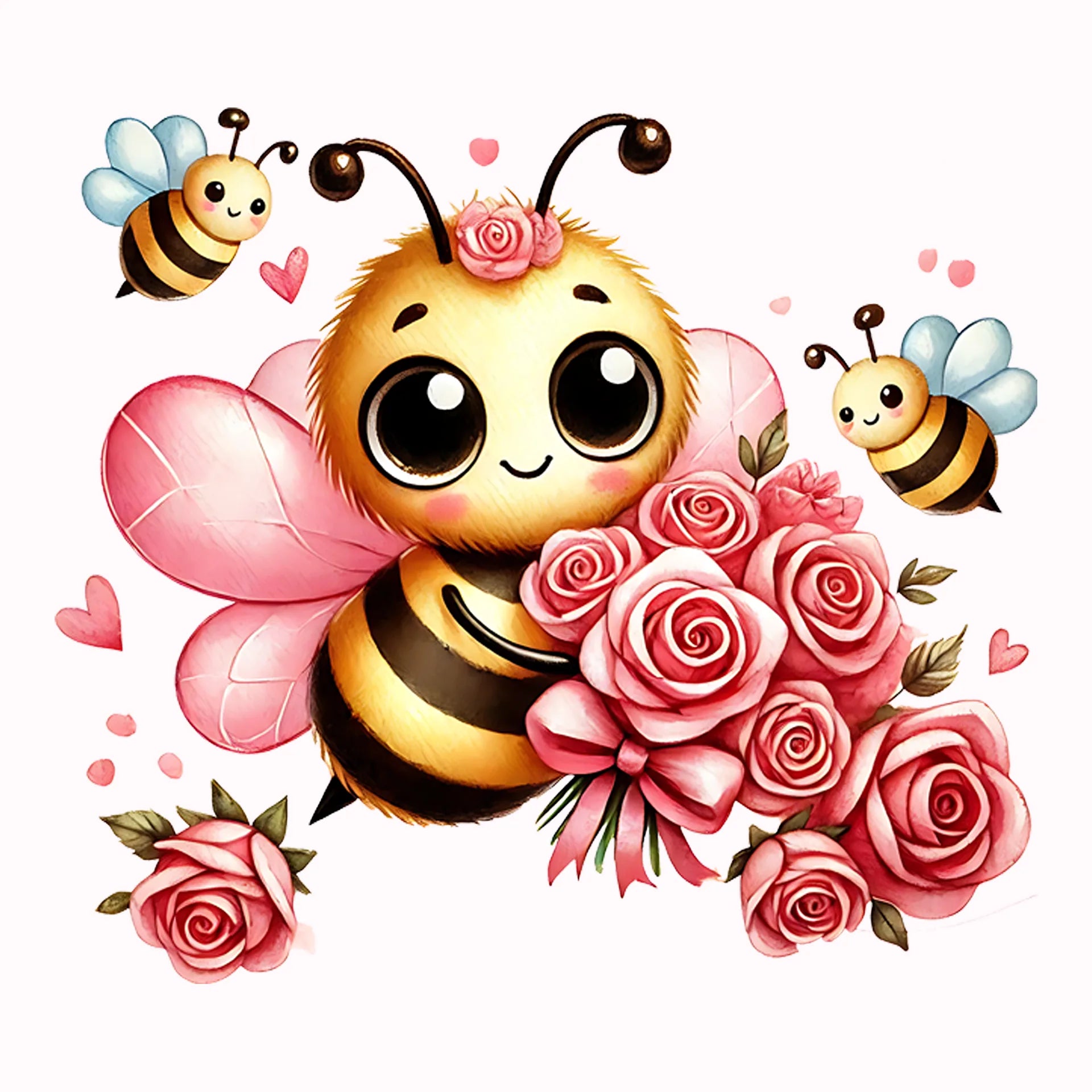 Permanent Sticker Süße Rosen Biene