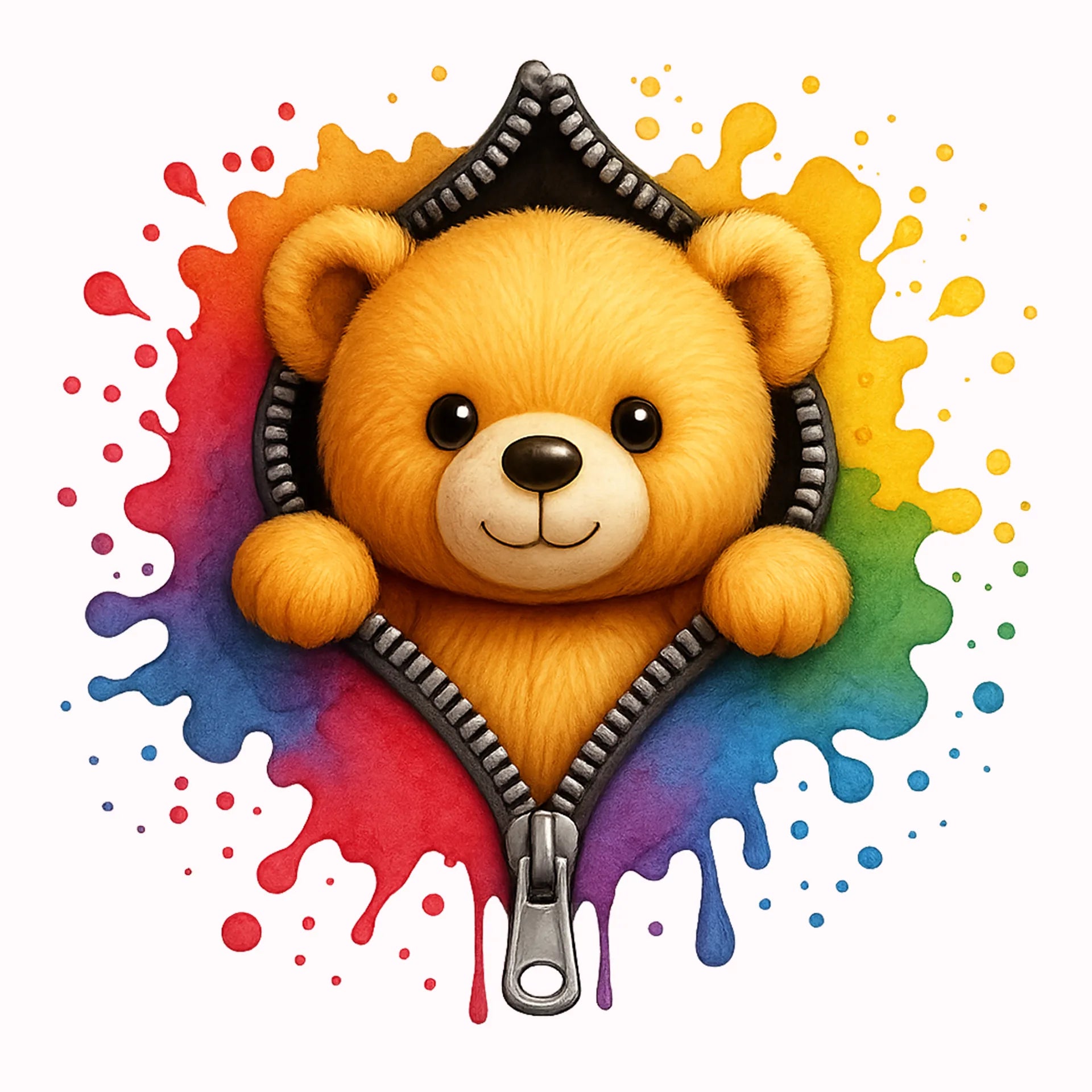 Permanent Sticker Teddy aus dem Reisverschluss