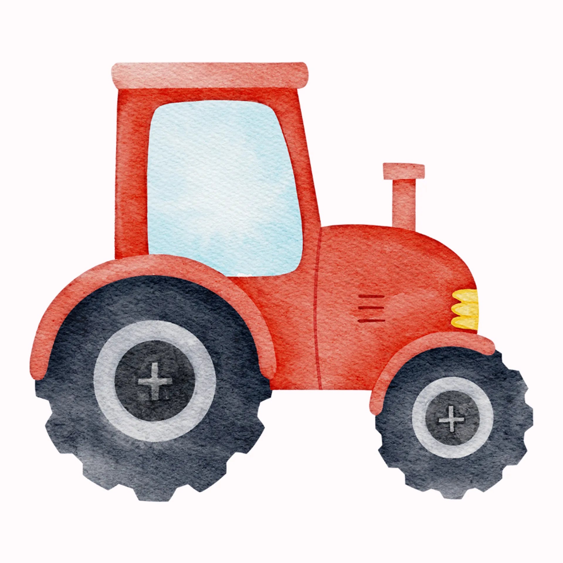 Permanent Sticker Traktor Aquarell Rot