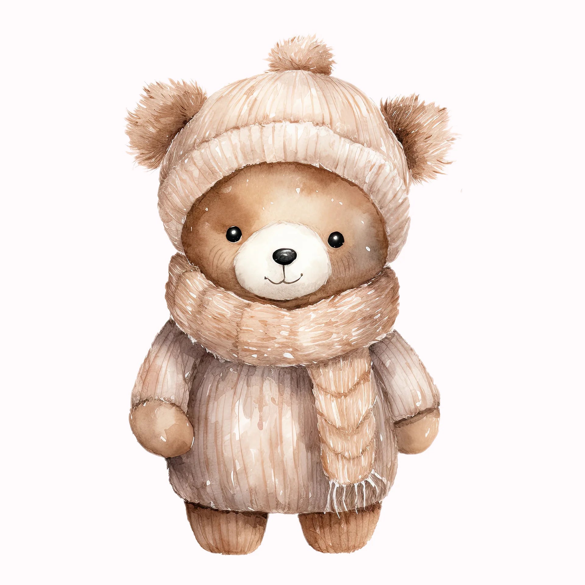 Permanent Sticker Winter Bärchen Beige