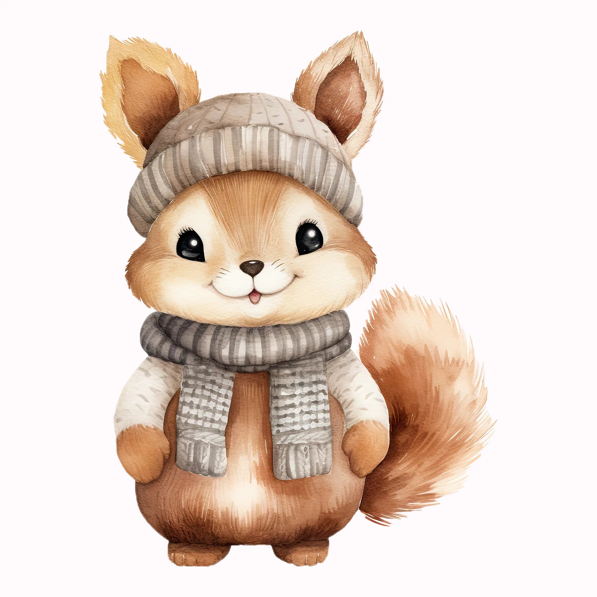 Permanent Sticker Winter Nussexperte Eichhörnchen Beige