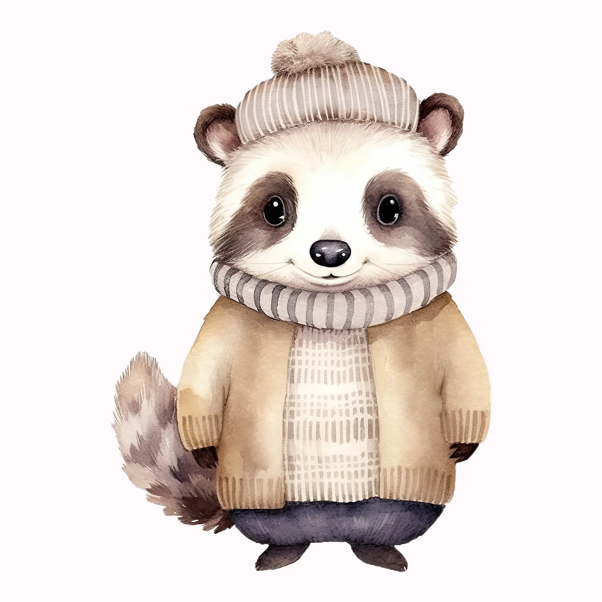 Permanent Sticker Winter Waschbär Hugo Beige