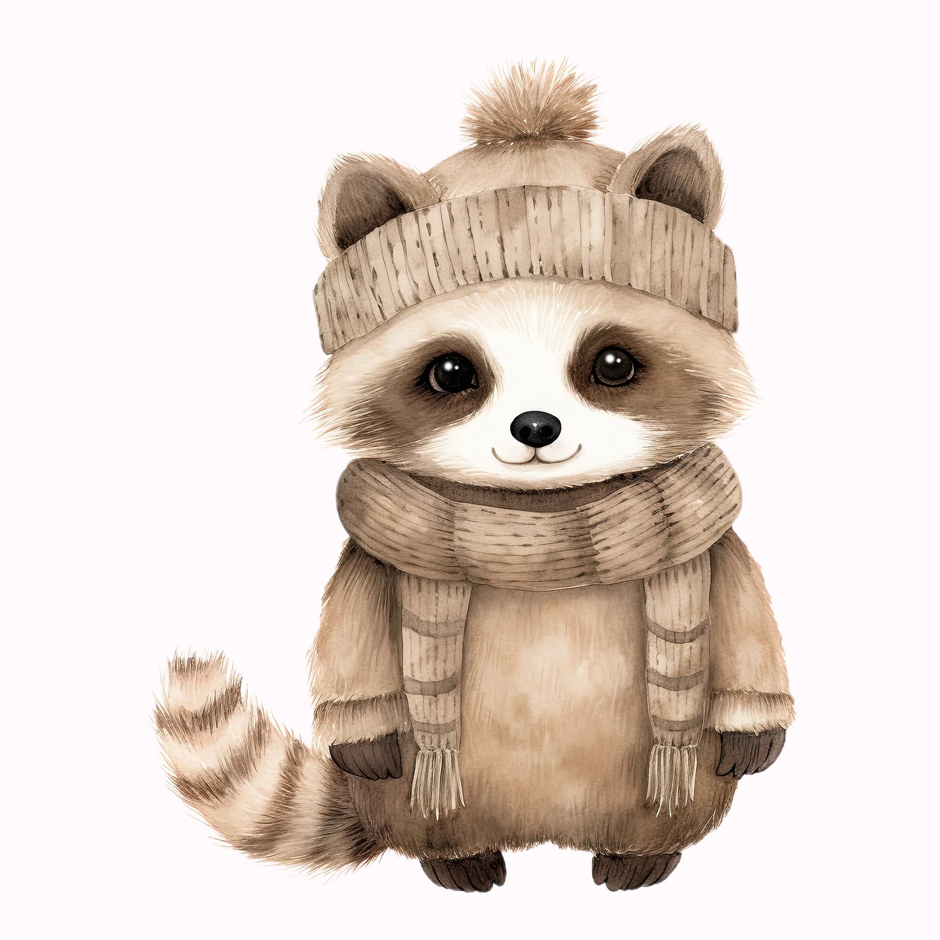 Permanent Sticker Winter Waschbärchen Beige