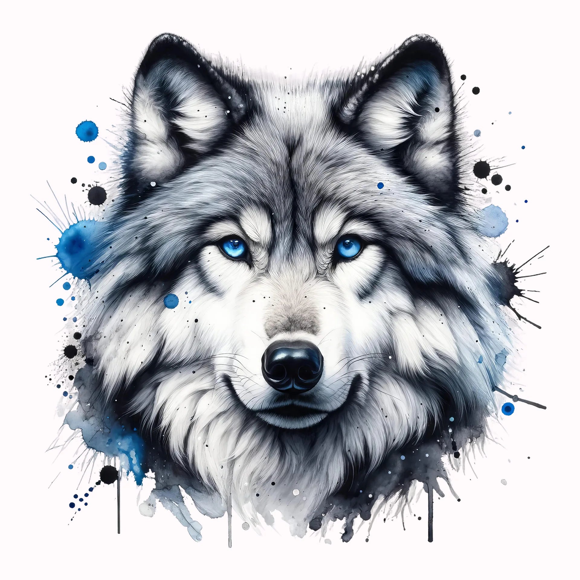 Permanent Sticker Wolf Blauäugiger Jäger