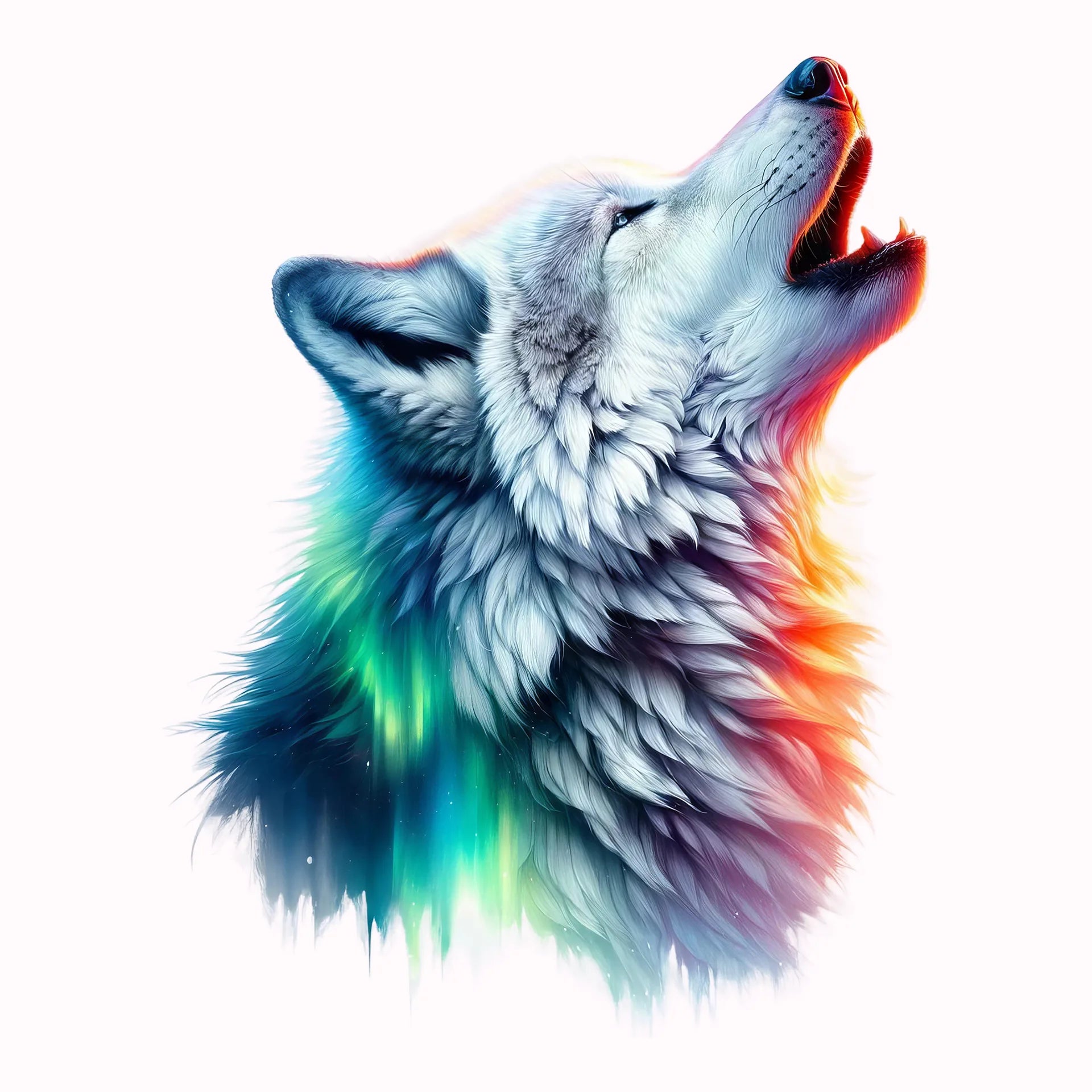 Permanent Sticker Wolf Polarlichtgesang