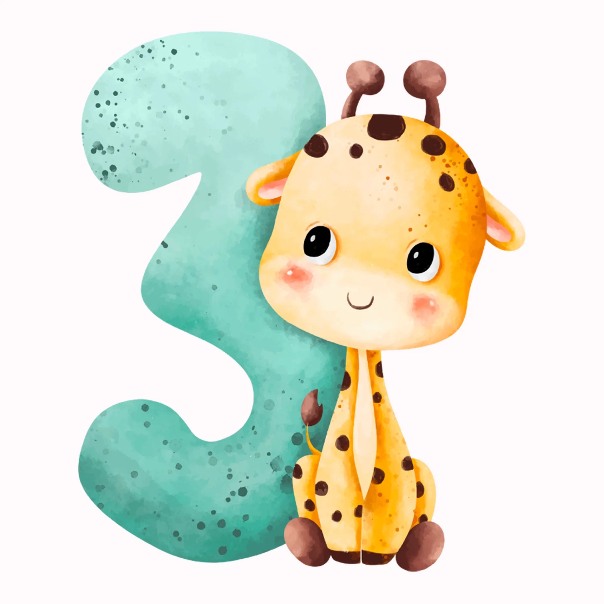 Permanent Sticker Zahl 3 Giraffe