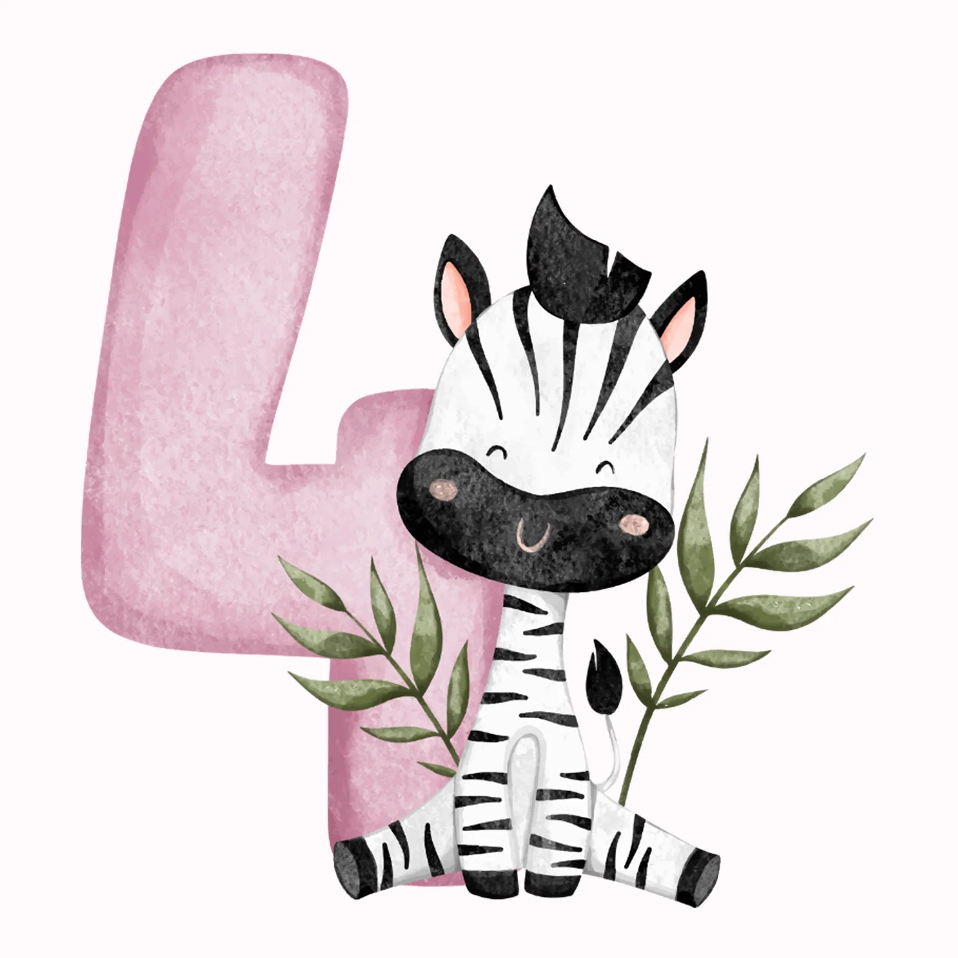 Permanent Sticker Zahl 4 Zebra