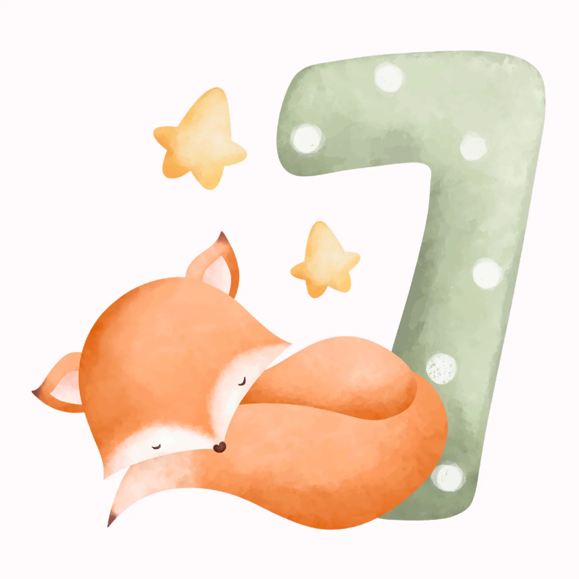 Permanent Sticker Zahl 7 Fuchs