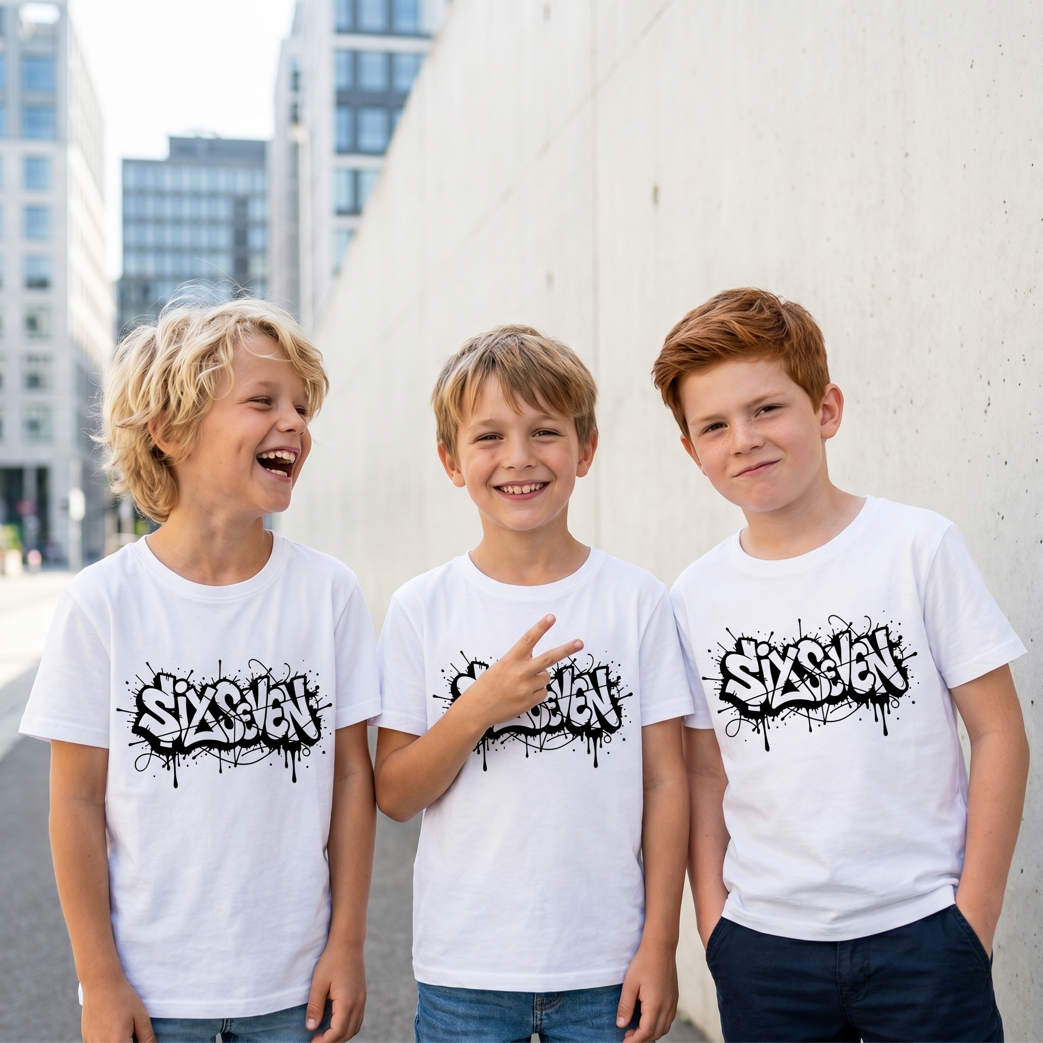Six Seven Grafitti – Kinder T-Shirt mit Namen | 67 Meme personalisierbar