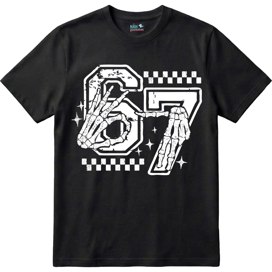 Six Seven Skull Hands – Kinder T-Shirt mit Namen | 67 Meme personalisierbar