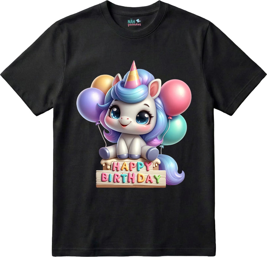 Bio T-ShirtGeburtstags Regenbogen Einhorn Pastel