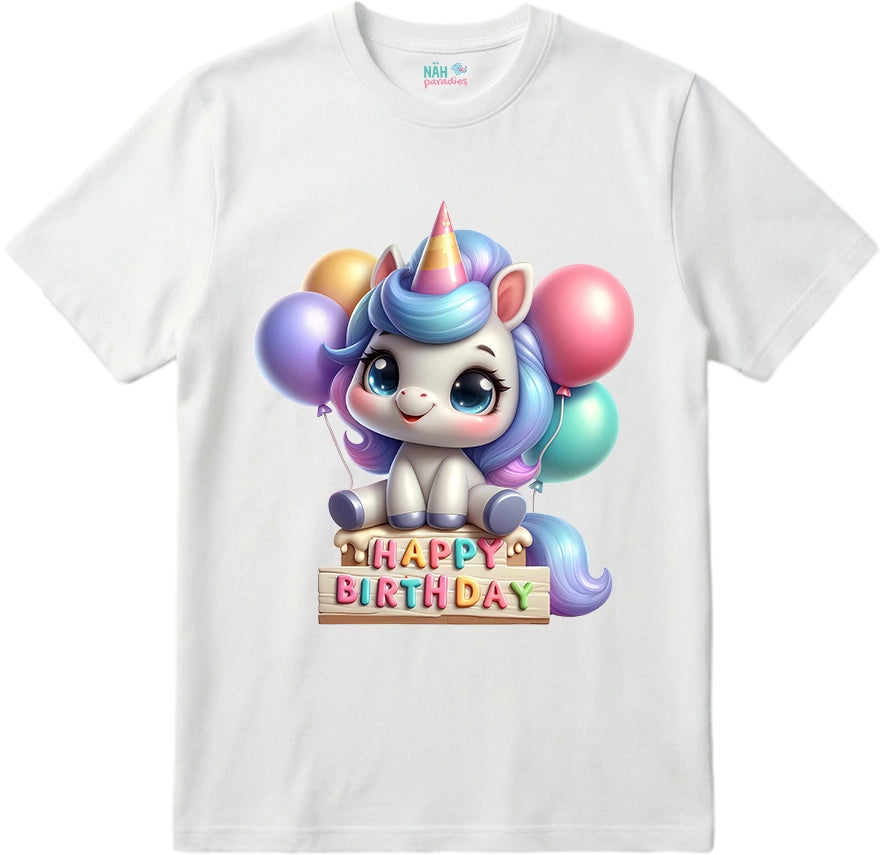 Bio T-ShirtGeburtstags Regenbogen Einhorn Pastel