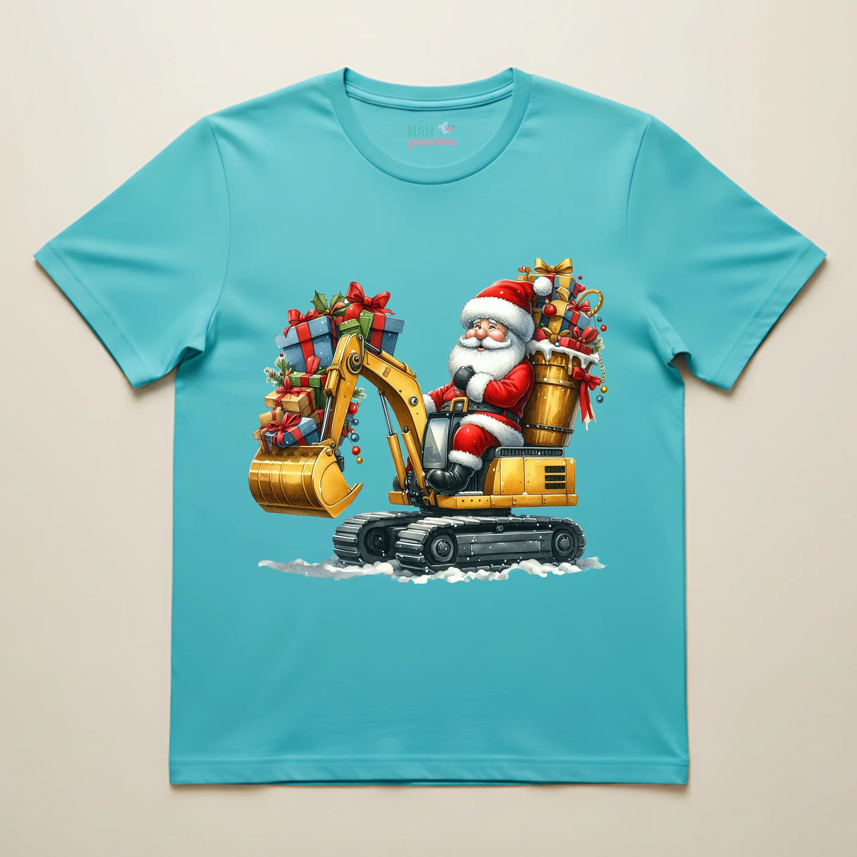Bio T-Shirt Unisex Santa im Weihnachts Bagger
