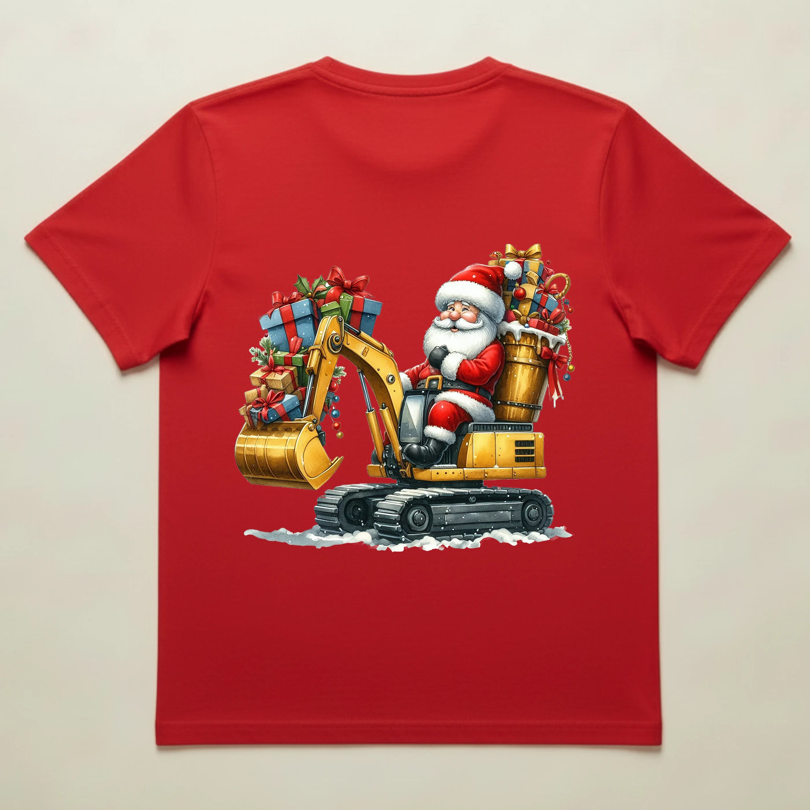 Bio T-Shirt Unisex Santa im Weihnachts Bagger