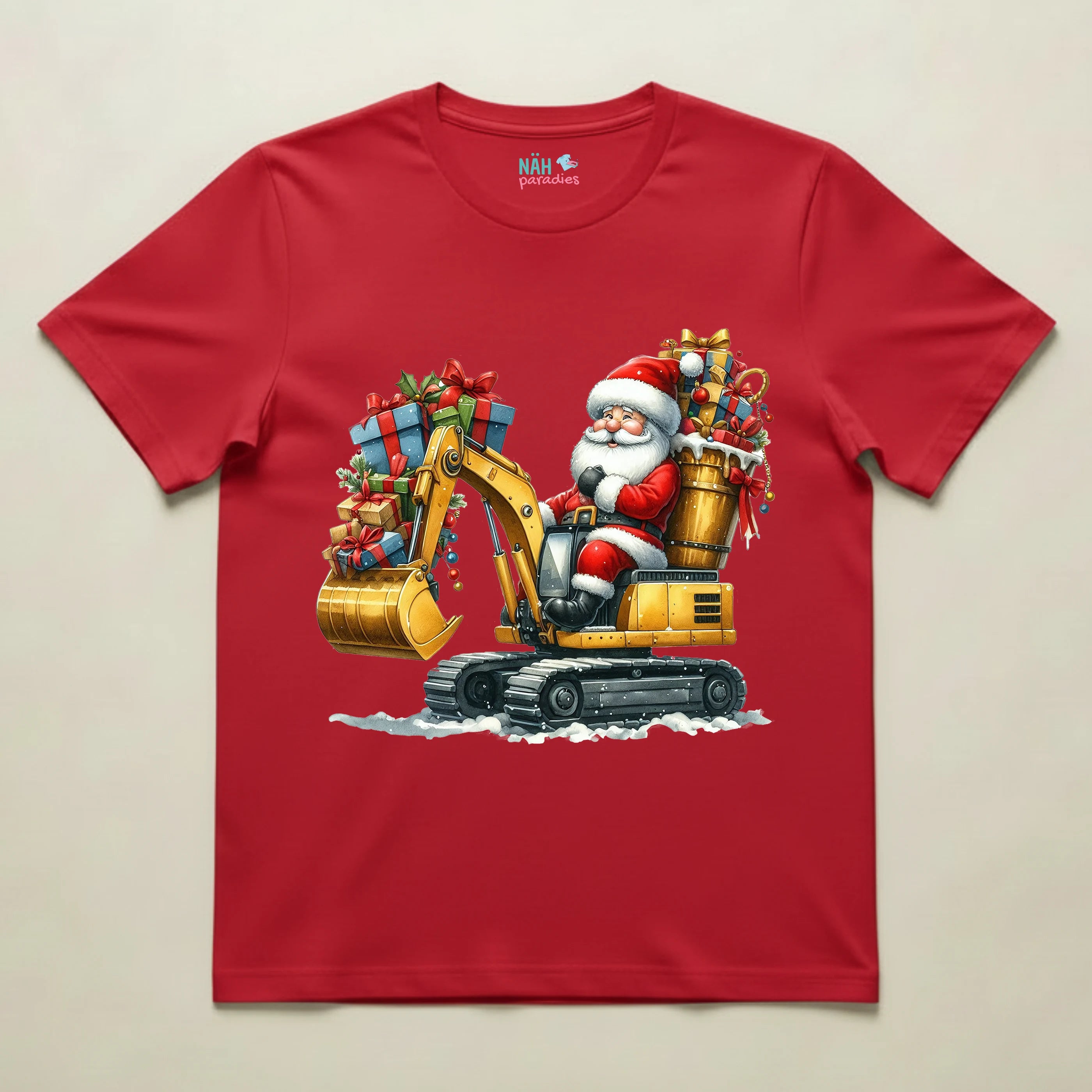 Bio T-Shirt Unisex Santa im Weihnachts Bagger