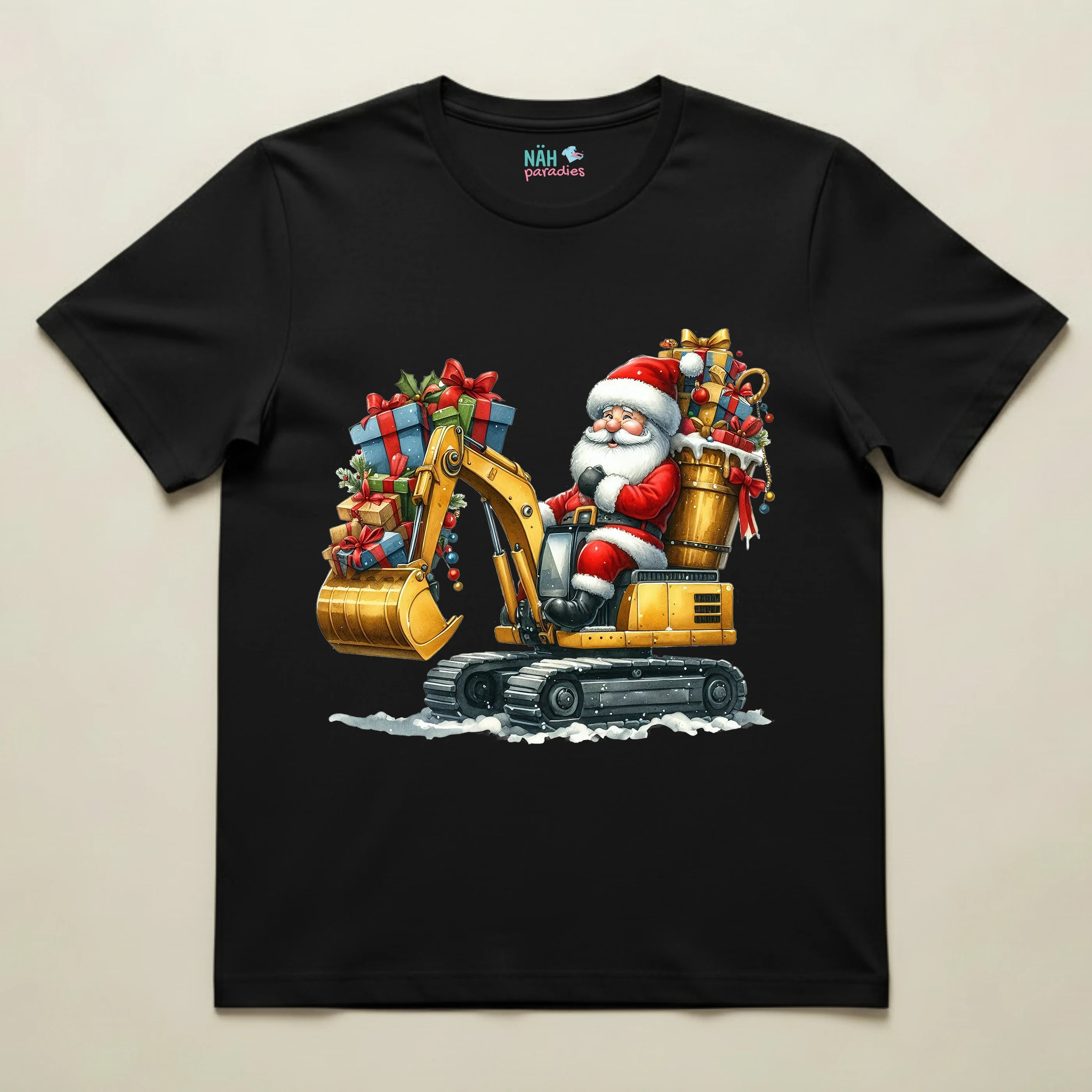Bio T-Shirt Unisex Santa im Weihnachts Bagger