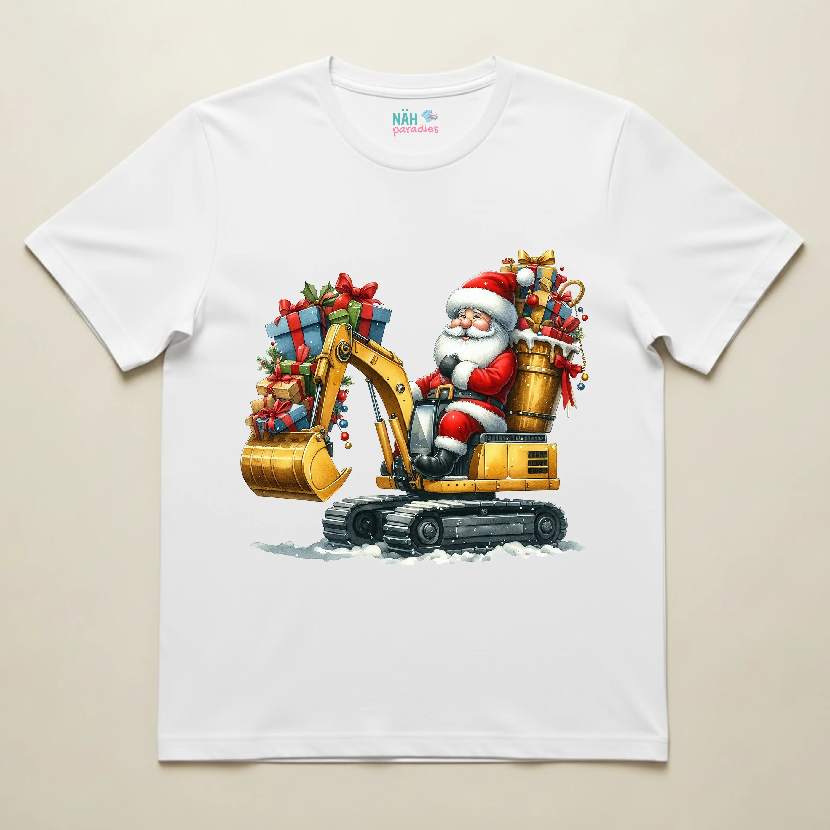 Bio T-Shirt Unisex Santa im Weihnachts Bagger