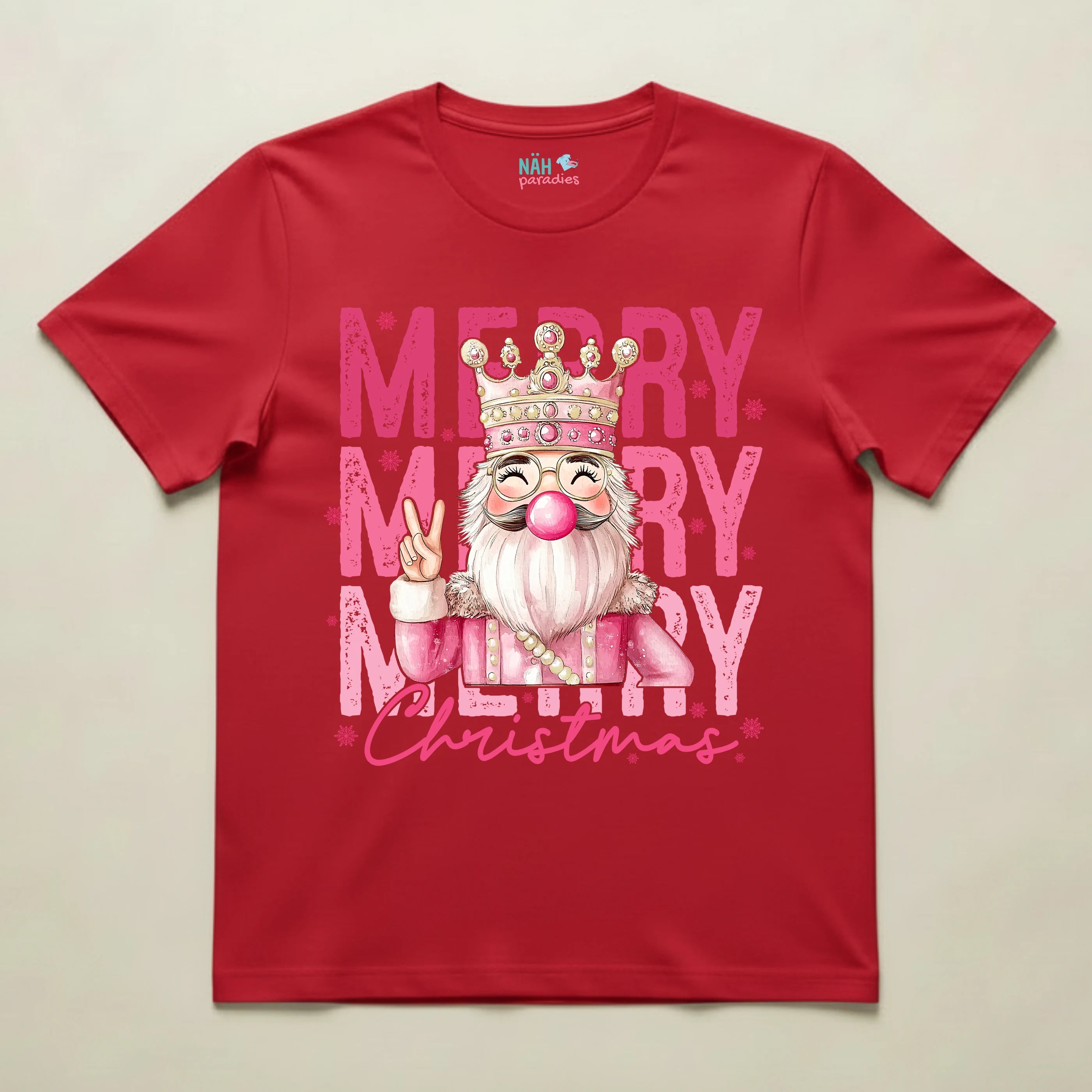 Bio T-Shirt Unisex Merry Christmas Bubblegum Nussknacker