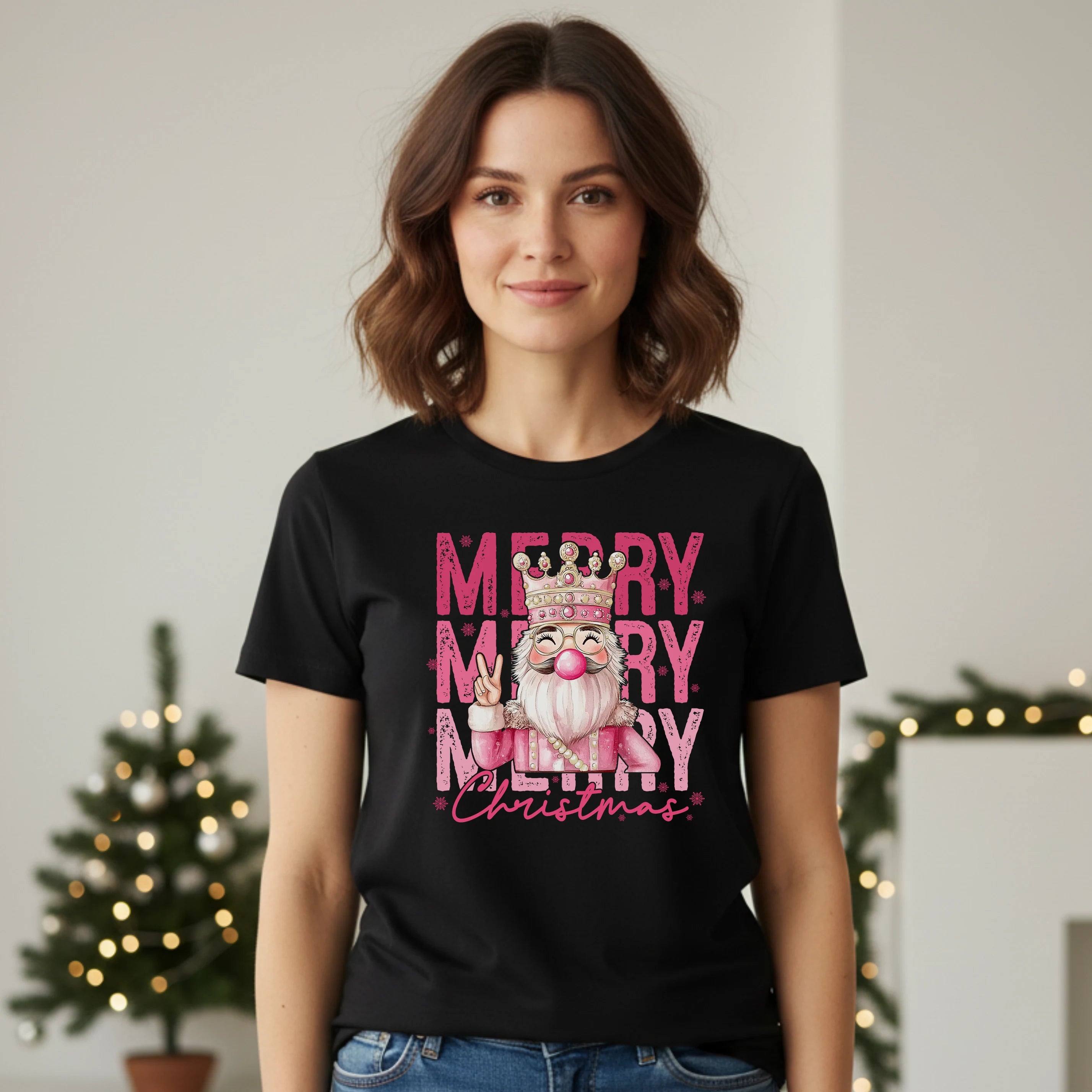 Bio T-Shirt Unisex Merry Christmas Bubblegum Nussknacker