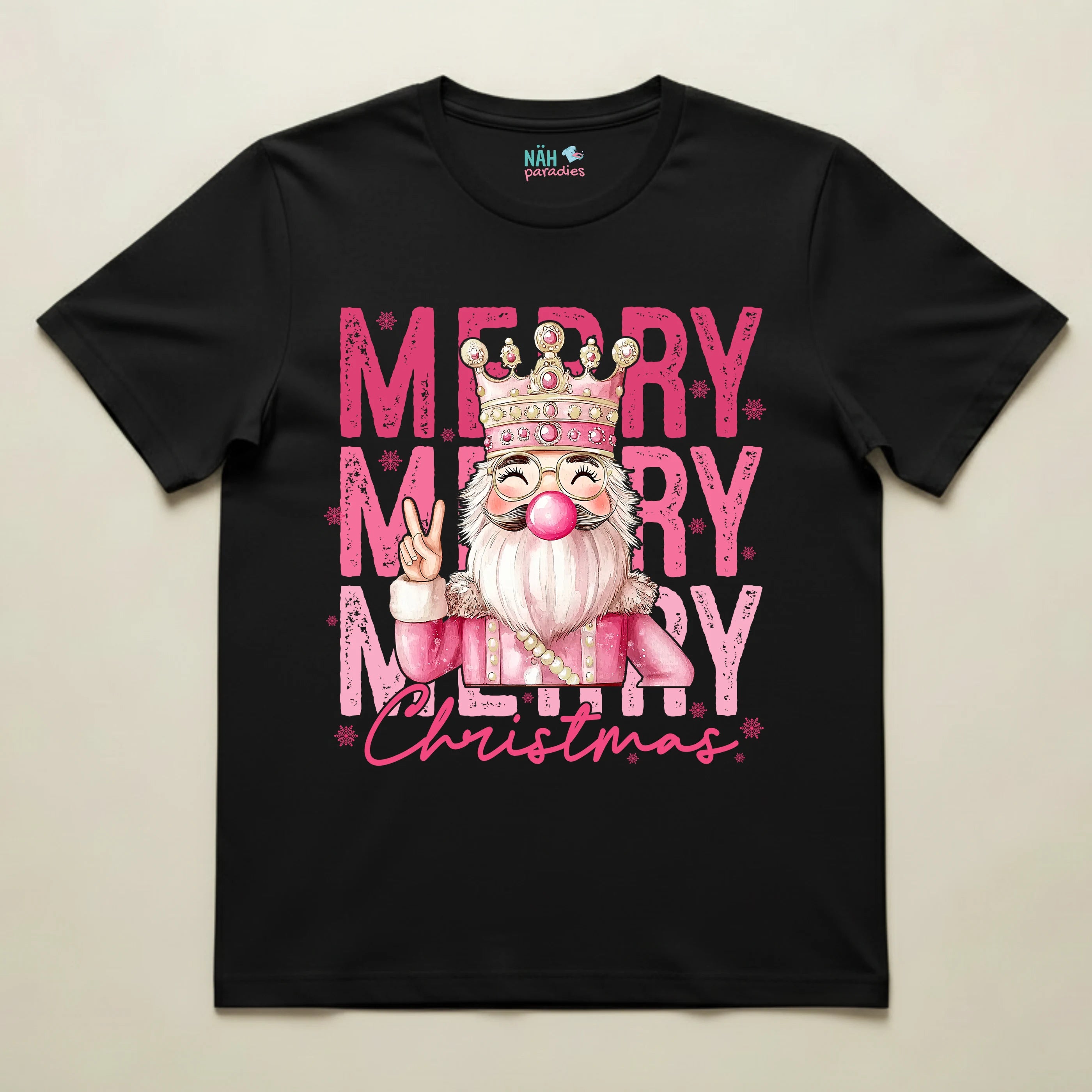 Bio T-Shirt Unisex Merry Christmas Bubblegum Nussknacker