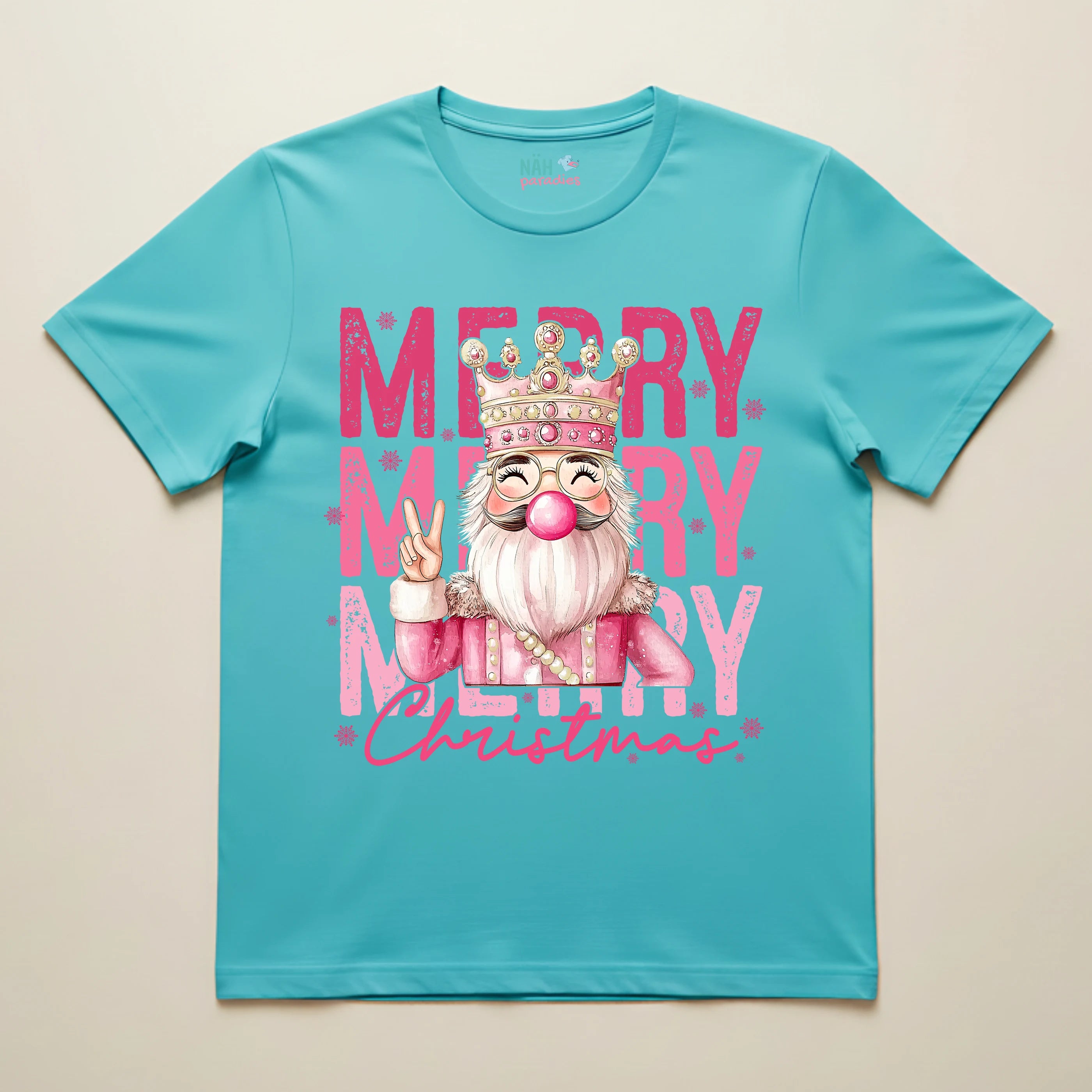 Bio T-Shirt Unisex Merry Christmas Bubblegum Nussknacker