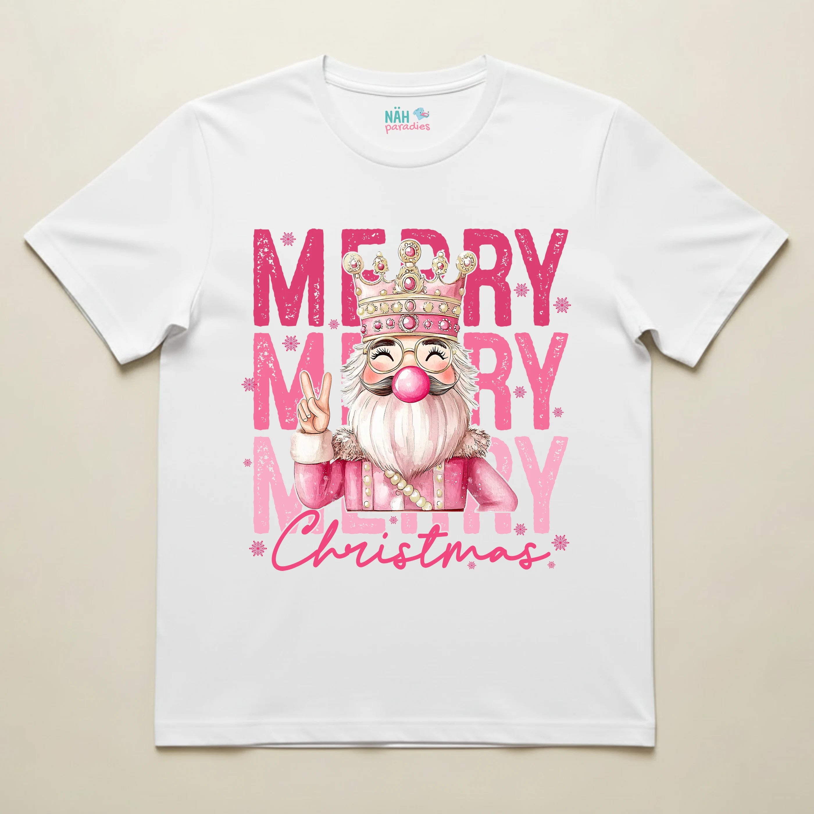 Bio T-Shirt Unisex Merry Christmas Bubblegum Nussknacker